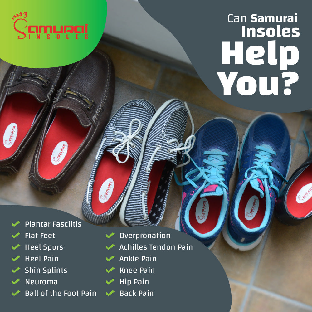 Original Samurai Insoles® Orthotics for Flat Feet, Plantar Fasciitis