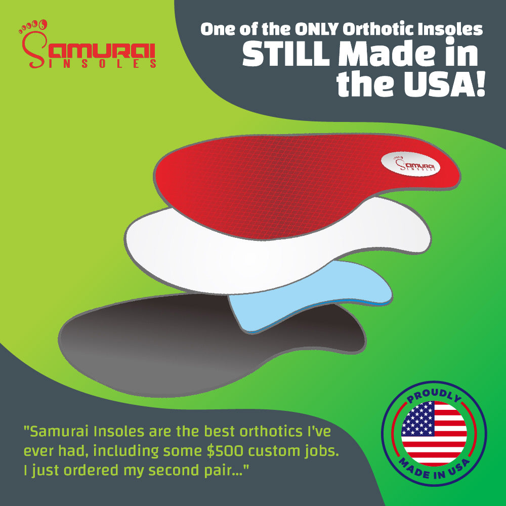 Original Samurai Insoles® Orthotics for Flat Feet, Plantar Fasciitis